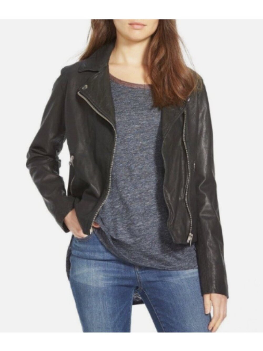 Madewell Lambskin Leather Black Motorcycle Jacket, Size Medium, CLASSIC!